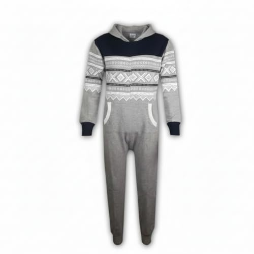 A2Z 4 Kids Girls Boys Aztec Snowflake Print Onesie Hooded - Aztec Onesie Grey & Navy 13