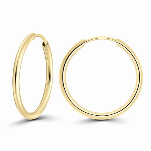 EDELIND Creolen Gold 750 Gelbgold 20 mm Feine Ohrringe Breite 1,5mm 18 Karat Echtgold für Damen Herren Basic Ohrschmuck Frauen Mädchen mit Schmuck Geschenk Box Made in Germany