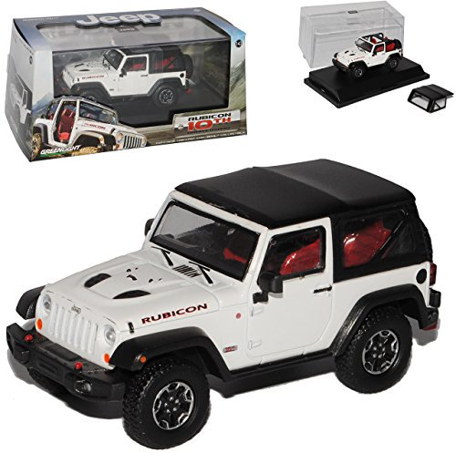 Greenlight Jeep Wrangler Rubicon Mit Soft Top Weiss 10th Geburtstag Ab 2012 1/43 Modell Auto