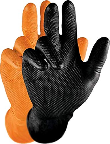 Grippaz Gripster Nitril Handschuhe extrem robust und reißfest pattentierte Schuppenprägung (L, schwarz)