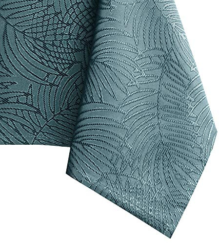AmeliaHome Tischdecke 110x110 cm Tischtuch Tafeldecke Fleckschutz Gaia | Lotuseffekt Abwaschbar Wasserabweisend Ornament Petrol