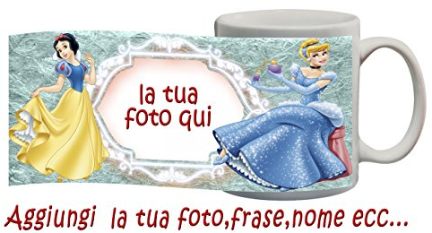 My Cust Tazza Principesse, Gadget Compatibile Personalizzabile Cenerentola Biancaneve Cartoni Personalizzata con Foto ECC