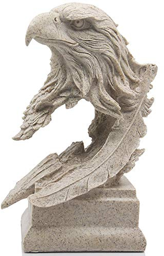 H&W Weißkopfseeadler Statue,Sandstein Harz Skulpturen für Männer,Adler Figuren,Abstrakte Kunst Statue Sammelfiguren für Home Büro Wohnzimmer Bücherregal Tisch Desktop Einweihungsdekoration