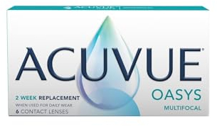 ACUVUE OASYS MULTIFOCAL Kontaktlinsen – Gleitsichtlinsen für den Nah-, Zwischen- und Fernbereich – -2.50 dpt und BC 8,4 – Addition H – Mit UV Schutz und Austrocknungsschutz – 6 Linsen