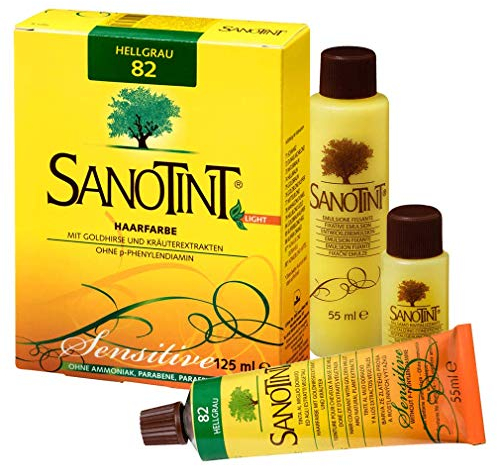Sanotint - Haarfarbe sensitive Nr. 82 Hellgrau - 1x 125 ml - Naturnahe Haarfarbe mit wertvollen pflanzlichen Wirkstoffen