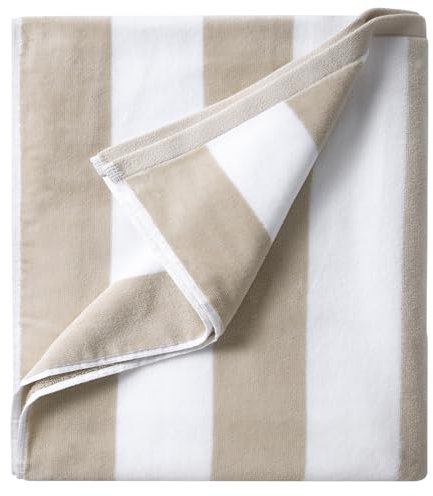 LULUHOME Asciugamano da spiaggia oversize in peluche, in morbido cotone spesso, 91 x 178 cm, in chiffon, a righe, grande, estivo, per adulti