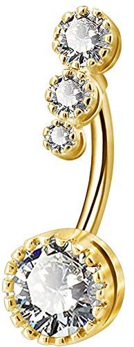 OUFER 316L Chirurgischer Stahl Belly Bars Clear CZ Belly Rings Navel Rings Bauchnabelpiercing Schmuck
