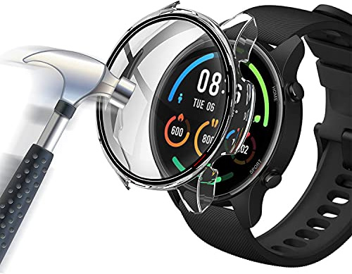 Acadeny Funda con Vidrio Templado Compatible con Xiaomi Mi Watch, [Cubierta Completa] [con Escala] 2 en 1 PC Case y Protector de Pantalla para Xiaomi Mi Watch - Transparente