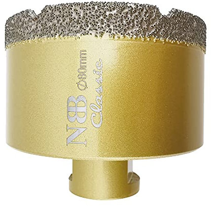 NBB Broca de diamante con M14, tipo dorado clásico, corona diamante para taladrar en seco y en húmedo en porcelana dura, cerámica, baldosas, granito, mármol, azulejo, para Amoladora Angular (1, 80mm)