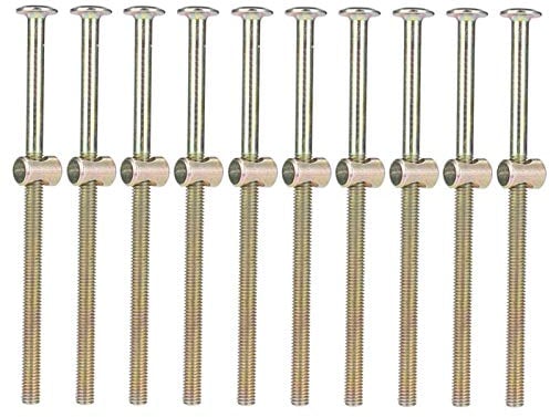 Boulon M6 120mm, 10pcs Boulon de meubles, Bed Bolts, Vis pour Lit en Bois M6, Vis en acier au carbone avec attache de connecteur d'écrous cylindriques de 6mm, pour lits de meubles, chaises