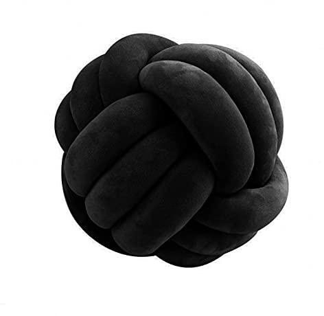 Icegrey Kreatives Knoten Kissen Weiches Plüsch Geknotetes Ballkissen Handgemachtes Dekorat für Zuhause Sofa Büro Dekoration Babyschlafkissen, Schwarz 1, 20×20cm