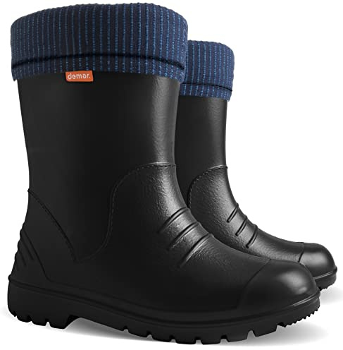 Demar Ultraleichte Kinder Warm Gefüttert Regenstiefel Gummistiefel Gummistiefel Dino, graphit, 33 EU