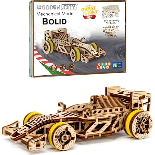 Wooden.City Bolid - DIY 3D Wooden Model Kits For Adults To Build Cars - 3D Wooden Puzzles for Adults Brain Teaser - Construction Adult Toys For Men Women 14+ Teens - 108-Part 1/32 Scale Wooden Car Kit