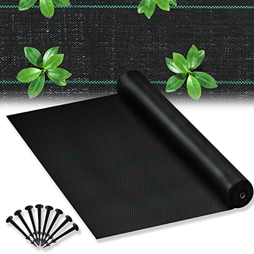 Froadp Toiles de Paillage 100g/㎡ PP Lutte Contre Les Mauvaises Herbes Stabilité aux Anti-UV Bâche Drainant Tapis Anti Repousse Feuille de Plantation Pliable pour Le Jardin & Potager (50㎡, 1x50m)