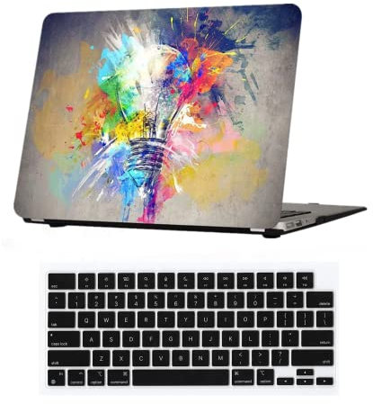 for MacBook Air 13.6 inch Case 2022 2023 2024 2025 Release M4 A3240 M3 A3113 M2 A2681 with Touch ID, Plastic Laptop Hard Shell Case & Keyboard Cover for M4 M3 M2 MacBook Air 13.6, Creative Lamp