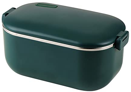 LANMOU Scaldavivande Elettrico Portatile, 220V 1L Rimovibile in Acciaio Inossidabile Lunch Box Elettrico, Ermetica Porta Pranzo da Ufficio per Adult Portavivande per Campeggio, Ufficio, Scuola (Green)