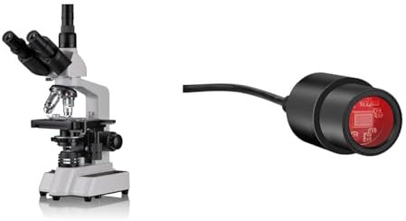 Bresser 5723100 Researcher Trino 40-1000x Microscopio, Negro/Blanco & MikrOkular Full HD cámara Ocular