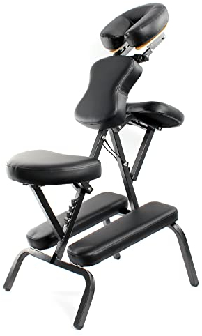 Toboli Klappbarer Massagestuhl bis 120 kg mobiler Tattoo Stuhl mit Verstellbarer Kopfstütze, Armlehne, Brust- und Sitzpolster Tattoostuhl tragbar für alle Therapieformen mit Transporttasche