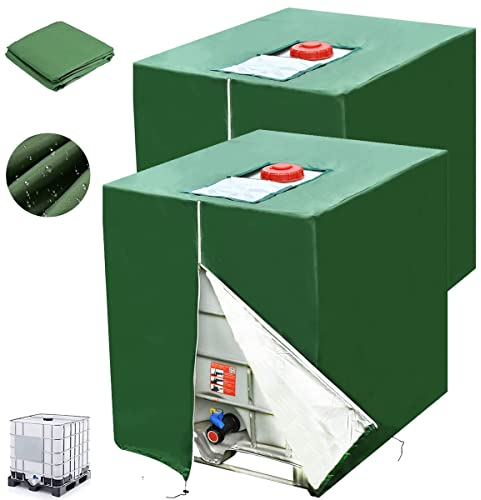 Bache pour Cuve 1000L IBC, 2 Pièces 420D Réservoir d'eau Couvercle, Anti-UV Anti-poussière Couverture Container Réservoir IBC,Bâche de Protection Cuve IBC avec Fermeture éclair(116 x 100 x 120 cm)