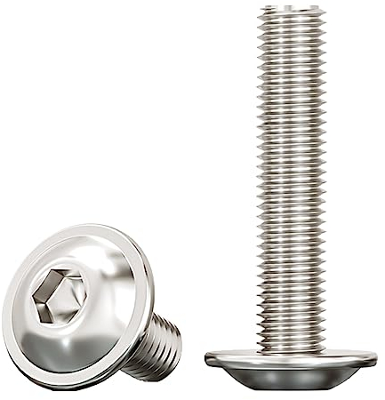Drenky M8 Schrauben Edelstahl Innensechskant,Flachkopf Schrauben mit Innensechsrund M8x35mm Linsenkopfschraube mit Flansch Rostfrei Edelstahl A2 V2A Maschinenschrauben Vollgewinde,10 Stück