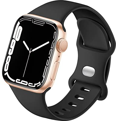 HdanMole Kompatibel mit Apple Watch Armband 38mm 40mm 41mm 42mm 44mm 45mm 46mm, Weiches Silikon Sport Armband Ersatz für iWatch Series 10 9 8 7 6 5 4 3 2 1 SE Herren Damen, Schwarz