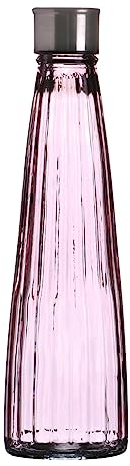 WESTCRAFT farbige Glas-Wasserflaschen, 750 ml, Vintage, luftdicht, für Saft, Getränke, Wasserflasche (6 Pastell-Farben nach Wahl) (Lila-linear)