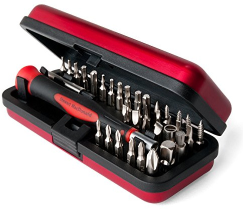 StewMac Guitar Tech, set 36 cacciaviti per hardware di chitarra | Piastre a croce e a brugola con supporto magnetico per punte, una custodia stabile per tutti i 36 pezzi.