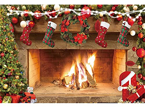 Frohe Weihnachten Hintergrund 220x150cm Kamin Hintergrund Vintage Backsteinmauer Weihnachtsbaum Xmas Fotografie Hintergrund Frohes Neues Jahr Festival Party Dekoration Banner