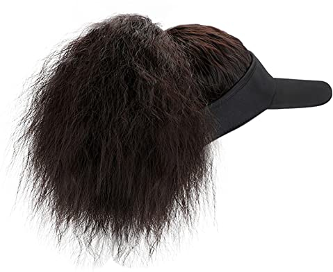 Jack Hats Men's Cap with Bottle Opener, Baseball Cap with Hair Extensions, Synthetic Hair Wig, Baseball Cap with Attached Hair, Kinky, Curly, Adjustable Men's Snapback Cap, Black, a, One Size