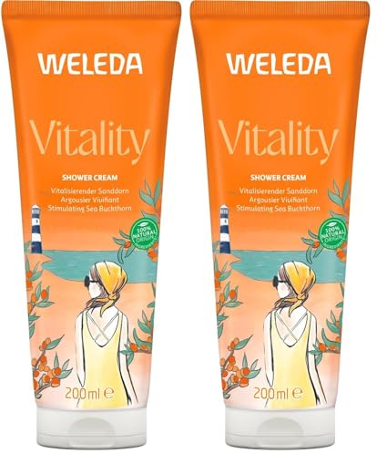 Weleda Shower Gel with Sea Buckthorn, Creamy Body Wash, For Women & Men, Cleanse & Vitality, Paraben & SLS Free, Certified Natural, Organic, Vegan, 200 ml (Pack of 2)