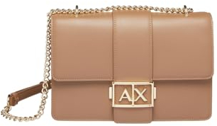 Armani Exchange Women's Jodie, Sustainable, Gold Chain Shoulder Strap Crossbody M, Dark Pisco