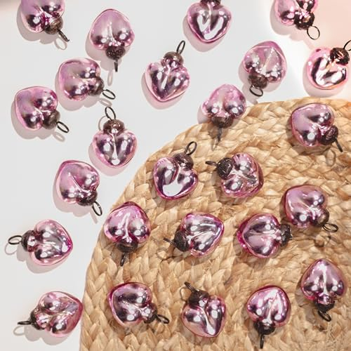 Glas-Herz-Ornamente für den Weihnachtsbaum, Herz-Weihnachtsschmuck, rosa Herz-Ornamente, Großpackung, Valentinstagsdekoration, Valentinstags-Baumschmuck, Osterbaumschmuck und Ornamente, 25 Stück