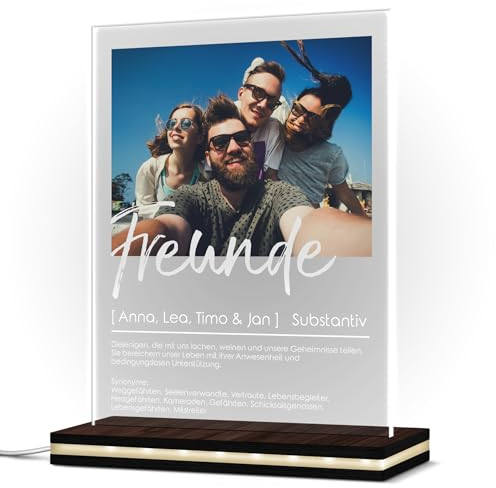 CHRISCK design Acrylglasbild Freunde Definitionen Bild mit eigenem Foto - Persönliches bester Freund Geschenk - Freundschafts Wandbild - Freundschaftsgeschenk für friends personalisiert