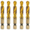 Rennie Tools - Pack Of 5 - M8 x 1.25 Combination Drill and Tap Bit, 1/4 Hex Shank. Metric Coarse Titanium Coated HSS Spiral Flute Drilling Tapping Tool. 8mm x 1.25mm Pitch Drill Bit.