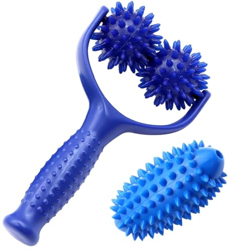 YOYEAH 2 Stück Massageroller-Set, Massageball mit Noppen, Faszienbälle, Igelball Fußmassage, Handheld Massage Roller, Massageroller Rücken, Beine, Nacken, Massagegerät zur Entspannung von Muskeln