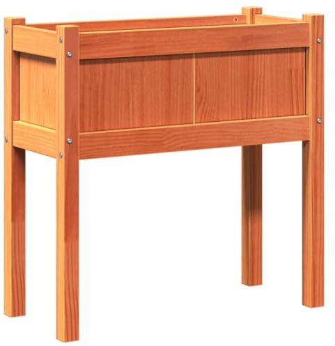 vidaXL Pflanzkübel, Blumenkübel mit Beinen, Pflanzkasten Übertopf für Garten Terrasse Balkon, Blumentopf Blumenkasten, Wachsbraun Massivholz Kiefer