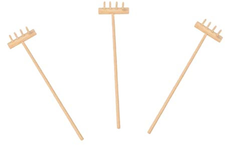 Vaguelly 3 Pièces Mini râteau Mini Zen carassosoires décoration Miniature Jouets râteau d'accessoires de Jardin Zen Outil de Jardin râteau Bureau Outils de Jardin Artisanat Ornements Bambou