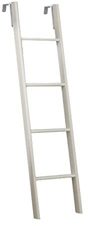Weiße Bettleiter für Hochbett-Schlafsaalbett, Lange 5/5,5/6 Fuß Etagenbettleiter mit breiter Stufe und Hakenbefestigung, Wohnmobil, Wohnmobil, Wohnmobil, Twin (Größe: 1,65 m/5,4 Fuß)