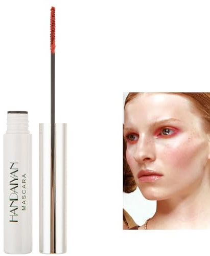 Bunt Wimperntusche 4D Silk Fiber Wimperntusche Wasserfest Mascara langlebige Mascara Buntes wasserdichtes Mascara Make-up mit Verlängerungseffekt für Falsche Wimpern, Cosplay-Partys (Korallrot, S)