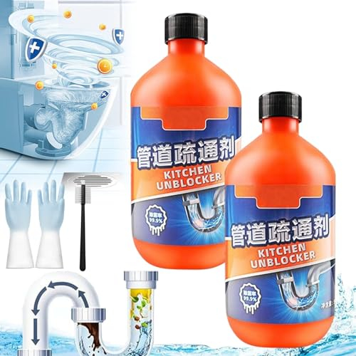 Kraftvolle Reinigungsflüssigkeit zur Rohrreinigung, Kitchen Sink Unblocker, Kitchen Unblocker, Powerful Kitchen Unblocker, Powerful Pipe Dredging Agent (2Stk-300ml)