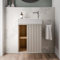 BERNSTEIN - Petit meuble vasque de salle de bain MDF avec lavabo céramique, charnière à droite - Garantie 5 ans - 48,7x24,3x58,5cm - Gris soie mat - BELDIVO
