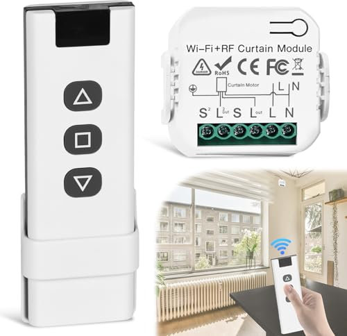 Nizirioo Kit de Commande de Volet Roulant Sans Fil : Contrôle du Moteur Avec Télécommande et Module Récepteur WiFi + RF, Portée Jusqu'à 100 m, Interrupteur Sans Fil