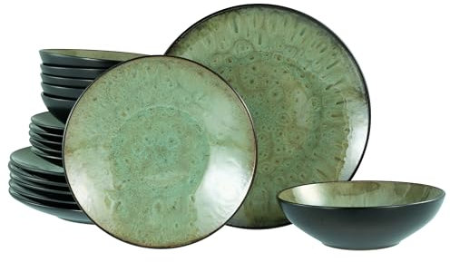 CreaTable, 23961, Serie Jawa, 18-teiliges Geschirrset für 6 Personen, Teller Set aus Steinzeug, spülmaschinen- und mikrowellengeeignet, Qualitätsproduktion