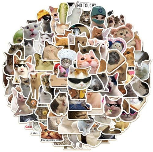 100 Stück Katzen Sticker,Wasserfeste Vinyl Aufkleber,Süße Katze Aufkleber Aesthetic,Lustiges Katzen Aufkleber Set,für Katzenliebhaber Wasserflaschen Sammelalbum Telefon