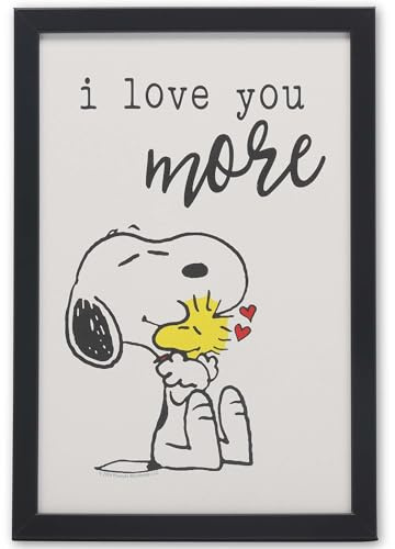 Peanuts Snoopy and Woodstock I Love You More Framed Wood Wall Decor - Adorable Snoopy Picture for Home Decorating