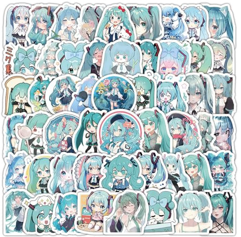 Hatsune Miku Stickers, 100Pcs Japanese Anime Stickers, Graffiti Waterproof Vinyl Stickers for Car Phonec Computer Guitar Luggage Skateboard, Teens