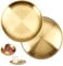 Bandeja de Mesa Redonda Dorada, 2 Piezas Bandeja Redonda Dorada, Bandeja Redonda Bañada en Oro, Bandeja Redonda de Acero Inoxidable, Bandeja Dorada para Cocina, Comedor, Camping, Fiesta, 20 cm, Oro