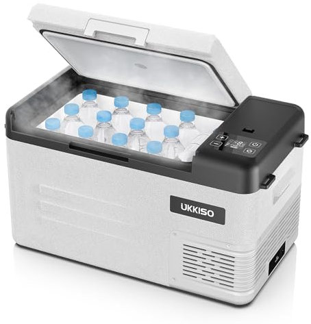 UKKISO Kühlbox Mini Kühlschrank für Auto Tragbare Elektrische Camping-Gefrierbox 22L Elektrischer Kompressor-Kühler, 12/24 V DC und 100–240V AC für Auto, Lkw, Boot, Camping, -20°C bis 20°C