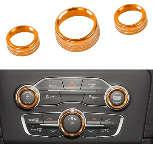 Kacepar Auto Styling Klimaanlage Knöpfe Kreis Trim Klimaanlage Schalter Abdeckung Kompatibel mit Chrysler 300S 2013–2014 Kompatibel mit Dodge Challenger 2015–2021, Oran