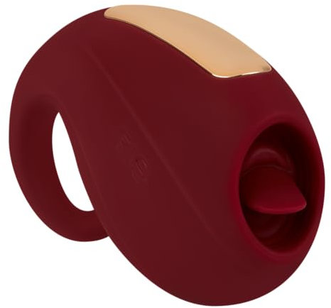 EIS, vibromasseur, vibromasseur à poser en silicone avec langue, 9,6 cm, étanche (IPX7), rechargeable, 7 programmes de vibrations, silicone sans danger pour la peau